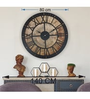 Markakanvas Eski Dünya Haritalı Duvar Saati   (Çap 50 cm - 80 cm ) (Siyah)