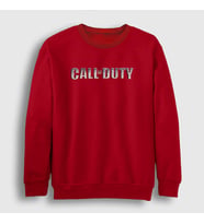 Presmono Unisex Bordo Logo Call Of Duty Sweatshirt 26983tt (Kırmızı)