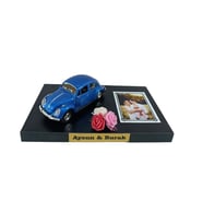 Kişiye Özel Fotoğraflı Volkswagen Beetle Koleksiyonluk Araba Platformlu  Metal Foto Ve İsim 1,32 Ölçek (Lacivert)