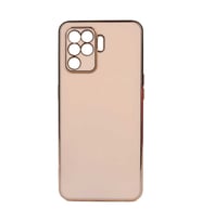 Oppo Reno 5 Lite Kılıf Kenarları Gold Kamera Korumalı Renkli Pastel Silikon Açık Yeşil BARK (Rose - Gold)
