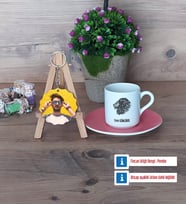 Aslan Türk Kahvesi Fincanı Ahşap Altlıklı ve Fotoğraflı Ahşap Anahtarlık Hediye (Model 6)