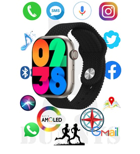 Huawei P40 Lite Uyumlu Akıllı Saat Konuşma Özellikli Watch 9 PRO 45MM AMOLED EKRAN (Siyah)