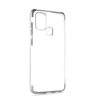 Galaxy A21S Kılıf İnce Köşeleri Renkli Şeffaf Silikon (Gri)