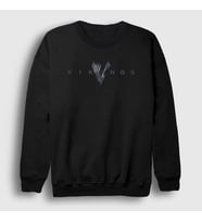 Presmono Unisex Beyaz Logo V2 Vikings Sweatshirt 221903tt (Siyah)