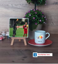 Hakem Fotoğraflı Dekoratif Taş, Ahşap Altlıklı Türk Kahvesi Fincanı Hediye (Model 8)