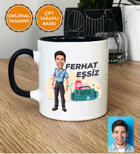 Kişiye Özel Karikatürlü Paramedik Hediye Kupa Bardak Erkek Paramediğe Tıp Bayramı Hediyesi (Siyah)