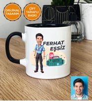 Kişiye Özel Karikatürlü Paramedik Hediye Kupa Bardak Erkek Paramediğe Tıp Bayramı Hediyesi (Siyah)