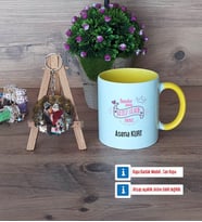 Anneler Günü Hediyesi Kupa Bardak Beyaz ve Fotoğraflı Ahşap Anahtarlık Hediye (Model 7)