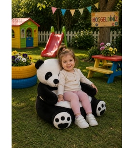 Panda Pelüş Bebek Çocuk Koltuğu (Siyah - Beyaz)