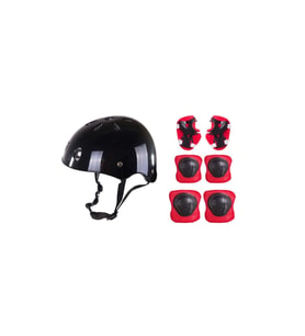 Çocuk Kemik Kask Dizlik Dirseklik Koruyucu Set (Siyah)