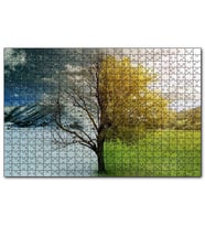 Cakapuzzle Yaz ve Kış Bir Arada  Puzzle Yapboz MDF (Ahşap) (1000 Parça)