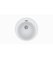 POLEX Cristalüx Granit Eviye P-06 Tezgah Altı Ve Tezgah Üstü Oval Mutfak Evyesi 51,5x51,5cm (Beyaz)
