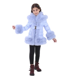 MODAQUEEN Çocuk Özel Tasarım Puf Mont 2378-C (Mavi)
