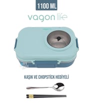 Vagonlife 1100 ML Çorba Kaseli-Metal Kaşıklı Paslanmaz Çelik Bento Lunch Box Yeni Nesil Sefer Tası-ffbl70100 (Mavi)
