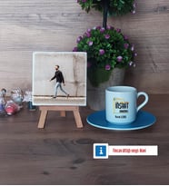 İnşaat Mühendisi Fotoğraflı Dekoratif Taş, Ahşap Altlıklı Türk Kahvesi Fincanı Hediye (Model 5)