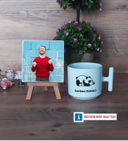 Uykucu Panda Fotoğraflı Dekoratif Taş, Kupa Bardak Beyaz Hediye (Model 12)