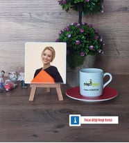 Diyetisyen Fotoğraflı Dekoratif Taş, Ahşap Altlıklı Türk Kahvesi Fincanı Hediye Diyetisyene Hediye Diyetisyenler Günü Hediyesi (Model 3)