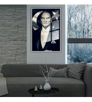 Metal Çerçeveli Cam Tablo Ay Yıldızlı Atatürk Portresi (Gümüş)