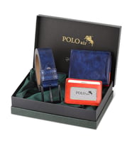Polo Air Kutulu Erkek Spor Cüzdan Kemer Kartlık Seti M-08 (Lacivert)