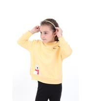 Toontoy Kız Bebek Baskılı Sweatshirt (Sarı)