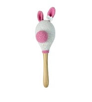 Ahşap Ve El Örgüsü Organik 0-24 Ay Bebek Marakas Oyuncak (Pembe)