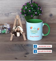 Doğum Günü Hediyesi Kupa Bardak Beyaz ve Fotoğraflı Ahşap Anahtarlık Hediye (Model 14)