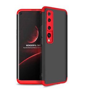 Xiaomi Mi 10 Kılıf Zore Ays Full Koruma Kılıf (Siyah-Kırmızı)