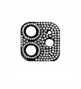 Uyumlu Model Apple iPhone 12 Mini Full Taşlı Kamera Lens Koruyucu Çerçeveli Koruyucu CL-08 (Siyah)