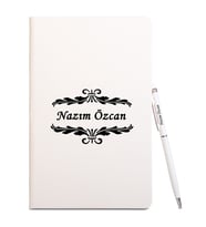 Kişiye Özel Defter Kalem Hediye Seti (Beyaz)
