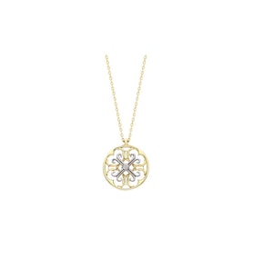 Batu Gümüş Altın Kaplama 925 Ayar Gümüş 0,02 Karat Pırlanta Taşlı Mabet Kadın Kolye (Altın)