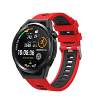 Amazfit Pace 1 / 2 Kordon Çift Renk Çizgili Band (Kırmızı-Siyah)