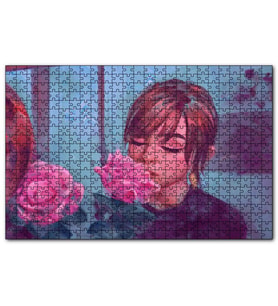 Cakapuzzle Gözleri Kapalı Kız ve Pembe Gül  Puzzle Yapboz MDF (Ahşap) (255 Parça)