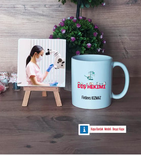 Diş Hekimi Fotoğraflı Dekoratif Taş, Kupa Bardak Beyaz Hediye (Model 1)