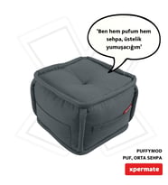 XPERMATE PuffyMod Dekoratif Kare Puf Orta Sehpa Ayak Uzatma Puf 40x40 cm (Antrasit)