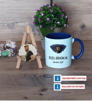 Özel Güvenlik Görevlisi Kupa Bardak Beyaz ve Fotoğraflı Ahşap Anahtarlık Hediye (Model 3)