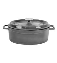Lava Döküm Oval Tencere Döküm Demir Yekpare Kulplu Premium Serisi Ölçü 23x29cm. (Gri)