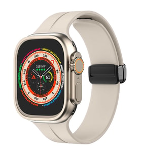 Apple Watch 49mm Ultra Seri Uyumlu Coastal Manyetik Tokalı Silikon Kordon (Günışığı)