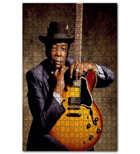 Cakapuzzle John Lee Hooper ve Gitarı Renkli Puzzle Yapboz MDF (Ahşap) (500 Parça)