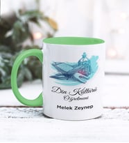 Din Kültürü Öğretmeni Tasarımlı Kişiye Özel Kupa Bardak (Yeşil)