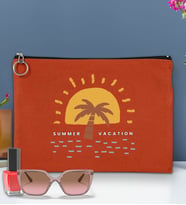 BK Gİft Yaz Temalı-6 Astarlı Portföy Çanta 30x21cm(12 Renk Seçeneği), Baskılı El Çantası, Organizer Çanta (Kiremit)