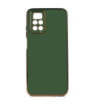 Xiaomi Redmi Note 11 Pro 5G Kılıf Bark Kenarları Altın Renk Kılıf (Koyu Yeşil)