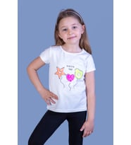 Toontoy Kız Çocuk Beautıful Today Baskılı Pul İşlemeli Tişört (Ekru)