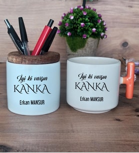 İyi Ki Varsın Kanka Hediye Sepeti Kupa Bardak T Kulplu, Kalemlik Hediyeleri Kankaya Arkadaşa Doğum Günü Hediyesi (Model 7)