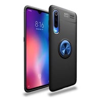 Xiaomi Mi 9 Kılıf Yüzüklü Magnetli Ravel Case (Siyah-Mavi)