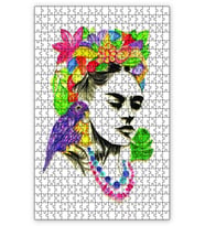 Cakapuzzle Frida Kahlo Renkli Çizim Puzzle Yapboz MDF (Ahşap) (500 Parça)