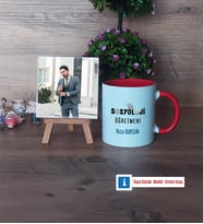 Sosyoloji Öğretmeni Fotoğraflı Dekoratif Taş, Kupa Bardak Beyaz Hediye Öğretmenler Günü Hediyesi (Model 2)