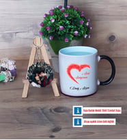 Sevgiliye Hediye Kupa Bardak Beyaz ve Fotoğraflı Ahşap Anahtarlık Hediye (Model 9)