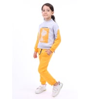 Toontoy Kız Çocuk Baskılı Eşofman Takım ( Gri-Melanj)