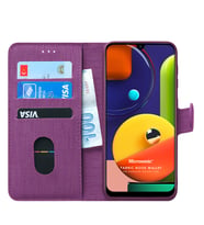 Microsonic Samsung Galaxy A50s Kılıf Fabric Book Wallet (Mor)