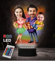 Doğum Günü Hediyesi,Sevgiliye Hediye, Kişiye Özel Fotoğraflı Aile  Karikatür 3D Led Lamba (RGB)